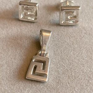 Greek Key Pendant and Earring Set